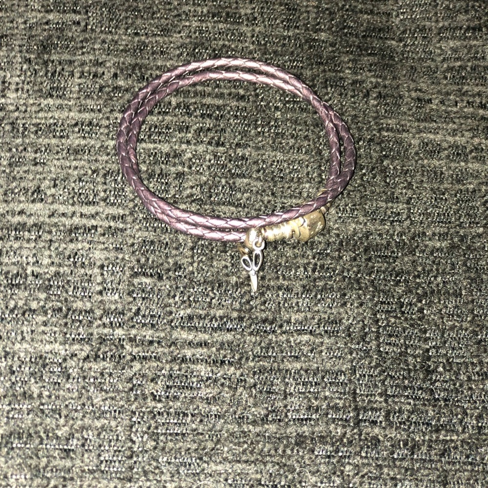 Pandora wrap bracelet, scissors charm